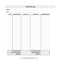 A Basic Form For Keeping Track Of Type Of Exercise Completed