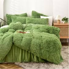 Green Luxury Fluffy Bedding Set Warm