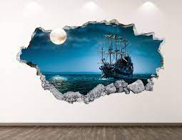 Pirate Ship Wall Decal Ocean Boat 3d