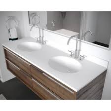 Find double vanities at wayfair. Swan Ellipse 61 In W X 22 In D Solid Surface Double Sink Vanity Top In White Vt2b2261 010 The Home Depot