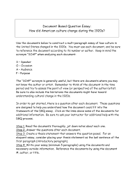 document based question document based question essay how did american culture change during the 1920s use the documents below to construct a multi paragraph essay of how culture