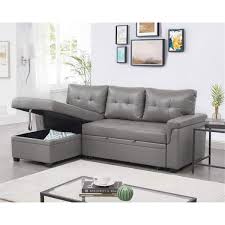 leather sleeper sectional sofa storage