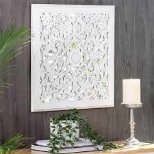 White Framed Mirrored Wall Decor
