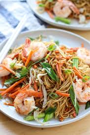 Divide the noodles with shrimp and vegetables between 2 bowls. Shrimp Stir Fried Noodles Joyous Apron