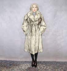 Size S Vintage Blue Fox Fur Coat Real