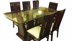 Six Seater Dining Set With Glass Top