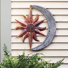 Flamed Copper Sun Moon Wall Hanging