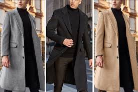 Men S Long Overcoat Black Khaki