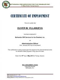 Certificate Of Employment Sampledocx 200157684201