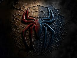spider web and spider mark 3d on dark