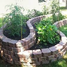 Curved Raised Bed Garden With Bricks