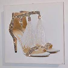 Gold Glitter Shoe Canvas Gold Wall Art