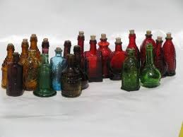 Lot Miniature Colored Glass Bottles