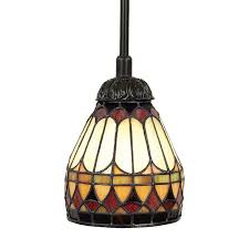 Quoizel West End Vintage Bronze Transitional Stained Glass Bell Pendant Light In The Pendant Lighting Department At Lowes Com
