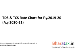 Tds Tcs Rate Chart For F Y 2019 20 A Y 2020 21 Bharatax