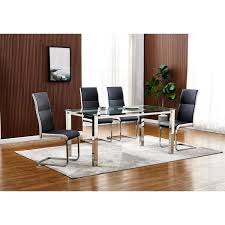 Best Master Furniture Ajay 5 Piece Rectangular Faux Leather Dining Set In Black