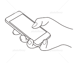 スマートフォンを持って指で操作する手元の線画イラスト イラスト素材 [ 6406486 ] - フォトライブラリー photolibrary
