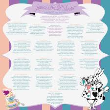 Alice In Wonderland Seating Chart For A Bridal Shower