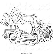 Don't forget to link to this page for attribution! Vector Of A Cartoon Black And White Outline Design Of Santa Standing By His Redneck Truck Coloring Page Outline By Toonaday 17539