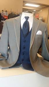 The Groom Gray Tuxedo Navy Vest Navy Bow Tie Instead