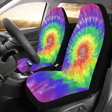 Tie Dye Car Seat Covers 2 Pc Colorful