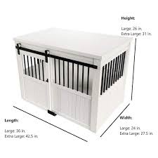 White Sliding Barn Door Dog Crate