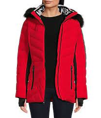 Michael Michael Kors Faux Fur Hooded Stand Collar Puffer Coat L