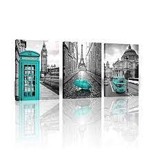 teal wall art of eiffel tower and