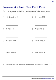 Line Using Two Points Worksheets