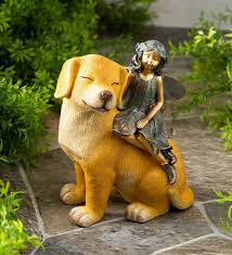 Fairy And Dog Garden Statue Dog