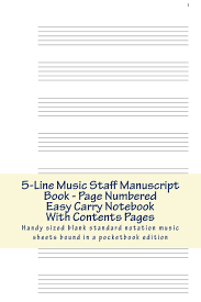 Amazon Com 5 Line Music Staff Manuscript Book Page Numbered Easy