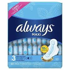Details About Always Maxi Size 3 Feminine Pads With Wings Extra Long 33 Count Pack Of 6