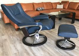 Pickup from our warehouse & get additional discount. Stressless Wing Signature Base Paloma Oxford Blue Leather Recliner Chair And Ottoman By Ekornes Stressless Wing Signature Base Paloma Oxford Blue Leather Chairs Recliners