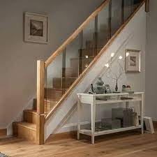 oak and glass staircase handrail set