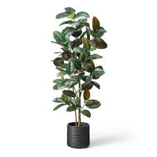 Hand assembled of polyester, plastic and wire. 68 5 Faux Rubber Tree In Ribbed Pot Black Hilton Carter For Target Target