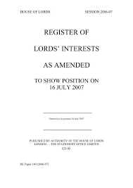 register of lords interests as amended