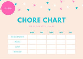 Peach And Teal Triangles Preschool Chore Chart Templates