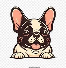 cartoon french bulldog with brown patch
