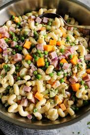 macaroni salad with ham and cheese a