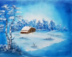Cabin By The Pond Winter Landscape Oil Painting | RJB Art Studio
