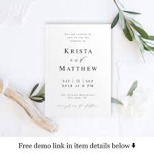 Simple Wedding Invitation Template Download Scandinavian Printable Invite Fully Editable Templett Minimal Modern Casual Diy Vmt310