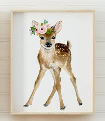 Deer Nursery Girl Nursery Art Prints