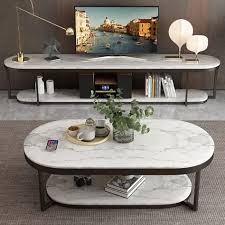 2 Tiered Modern Marble Coffee Table