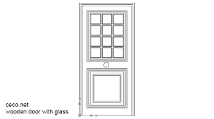 Autocad Drawing Wooden Door With Glass Dwg
