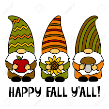 Happy Fall You All. Gnomes With A Apple, Sunflower, Mushroom. Thanksgiving  Day. Vector Illustration. Funny Characters. Autumn Symbols. Isolated On  White Background. For T-shirts, Paper Cut, Postcards. Royalty Free SVG,  Cliparts, Vectors,