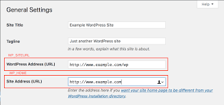 site url and home settings in wordpress