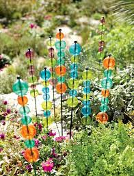 Garden Art Stacked Glass Bubble Stake