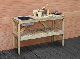 garden potting bench with zinc tray
