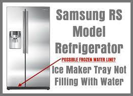 If the ice off indicator lit, the ice maker is off. Samsung Refrigerator Ice Maker Tray Not Filling With Water Model Rs Fridge