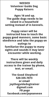 The game progresses through a series of milestones. Volunteer Guide Dog Puppy Raisers The Good Shepherd Hereford Az